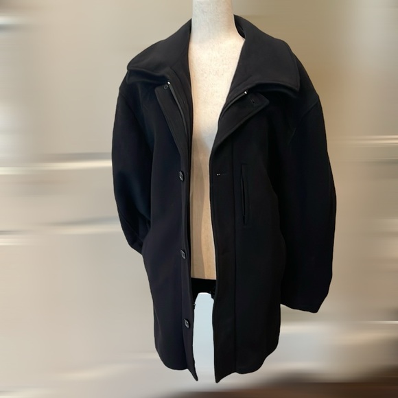 Lauren Ralph Lauren Womens Dorian Overcoat Cashmere Blend Black L - Picture 2 of 13